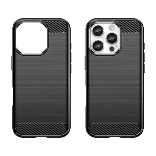 Max Power Digital Funda Fibra De Carbono Para Iphone 16 Pro Antigolpes Silicona Negra