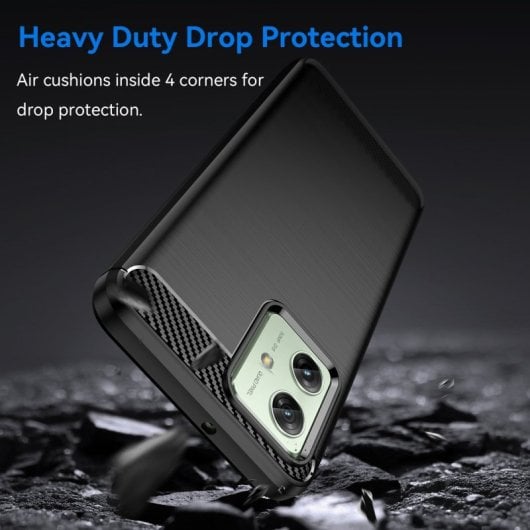 Max Power Digital Funda Fibra Carbono Para Motorola Moto G54 / G64 Carcasa Antigolpes Silicona Negra