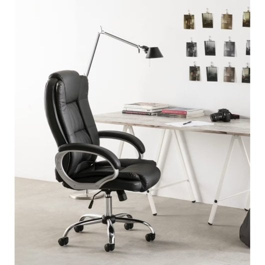 Home Heavenly Atlanta Silla de Escritorio con Reposacabezas Polipiel Negro