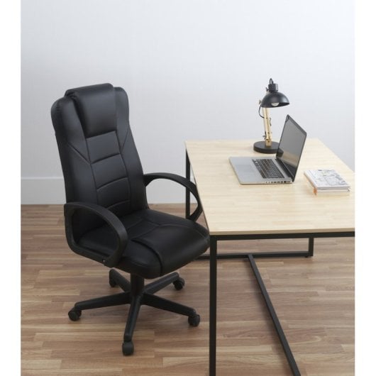 Home Heavenly Abogat Silla de Oficina de Forma Ergonómica Tapizada en Polipiel Negro