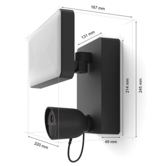 Câmera de vigilância Philips Hue Secure Flood Light FullHD Visão Noturna Externa Áudio Bidirecional