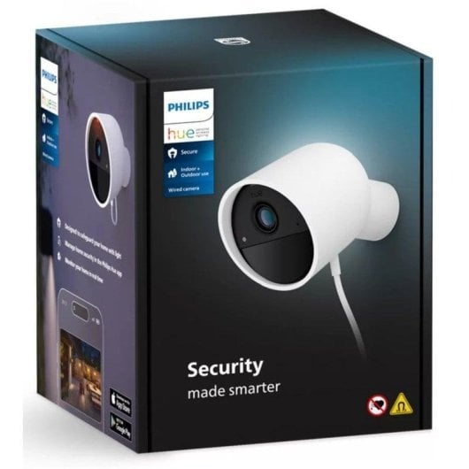 Caméra de surveillance Philips Hue Secure Cam Wired FullHD Vision Nocturne Intérieur et Extérieur Audio Bidirectionnel Contrôle Vocal