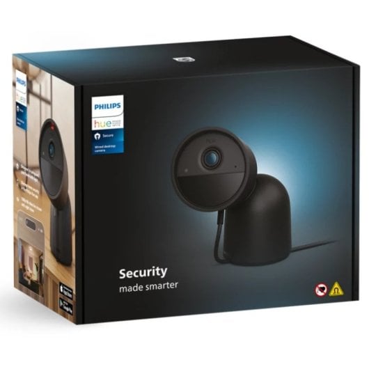 Caméra de sécurité filaire Philips Hue Secure pour bureau, intérieur et extérieur, Full HD, noir
