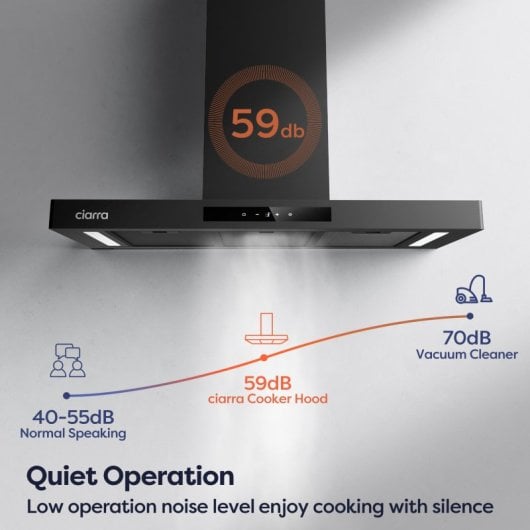 Hotte décorative Ciarra CBCB9102-P avec Wi-Fi 90 cm A+++ Noir