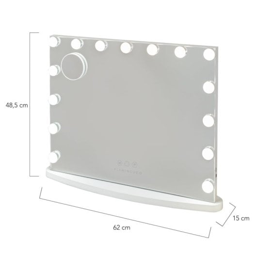 Specchio per il trucco Flamingueo con luce 15 lampadine LED 3 modalità di luce Controllo touch