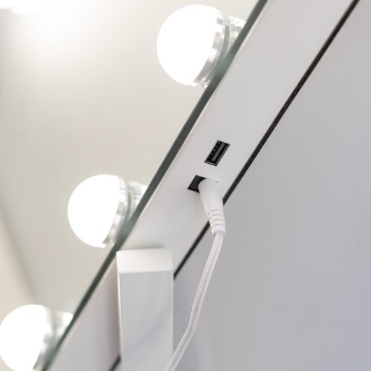 Flamingueo Schminkspiegel mit 15 LED-Lichtern, einstellbare Position, 3 Lichtmodi, Touch-Steuerung, Weiß