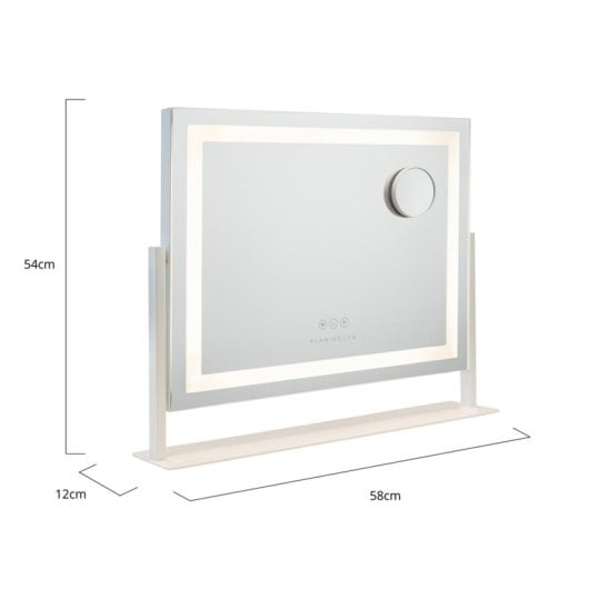Specchio per il trucco Flamingueo con striscia LED rettangolare dimmerabile con luce 3 modalità di illuminazione Touch Control