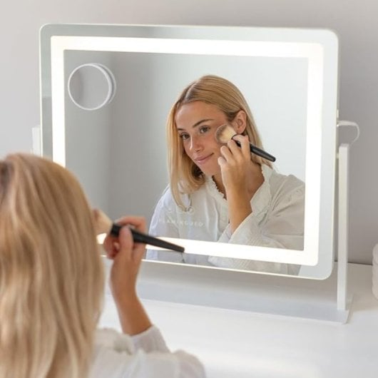 Flamingueo Espejo Maquillaje con Luz Tira LED Redondeada Regulable 3 Modos de Luz Control Táctil