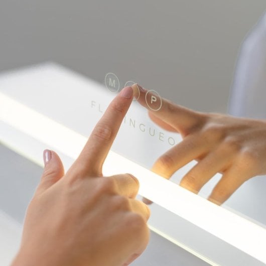 Flamingueo Espejo Maquillaje con Luz Tira LED Redondeada Regulable 3 Modos de Luz Control Táctil