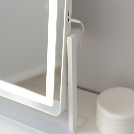 Flamingueo Espejo Maquillaje con Luz Tira LED Redondeada Regulable 3 Modos de Luz Control Táctil