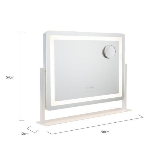 Flamingueo Espejo Maquillaje con Luz Tira LED Redondeada Regulable 3 Modos de Luz Control Táctil