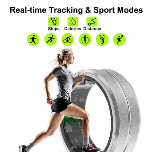 Klack Anillo Inteligente Fitness con Monitor de Frecuencia Cardíaca Sueño IP67 Talla 11 Plata