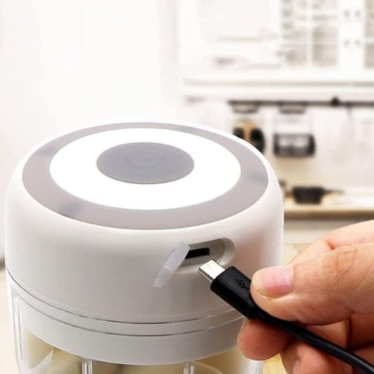 Klack Mini Picadora Multifunción Recargable de 250ml con Cuchillas de Acero Inoxidable 30W Blanco