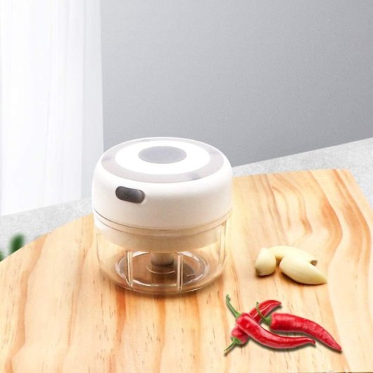 Klack Mini Picadora Multifunción Recargable de 250ml con Cuchillas de Acero Inoxidable 30W Blanco