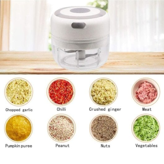 Klack Mini Picadora Multifunción Recargable de 250ml con Cuchillas de Acero Inoxidable 30W Blanco