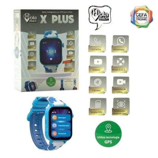 Cefa Toys Hola Watch X Plus 4G GPS 1.85" LCD Azul IP67 Videollamada Crianças SOS