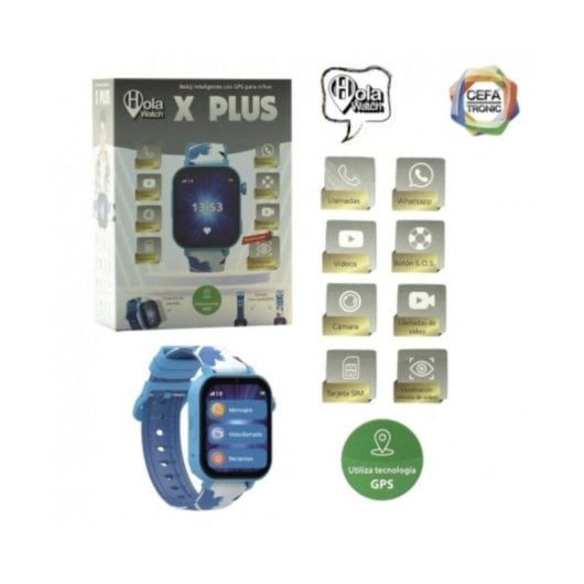 Cefa Toys Hola Watch X Plus 4G GPS 1.85" LCD Azul IP67 Videollamada Crianças SOS