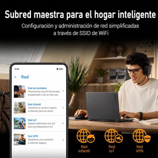 ASUS TUF Gaming BE6500 Router WiFi 7 Doble Banda AiMesh/VPN/AiProtection
