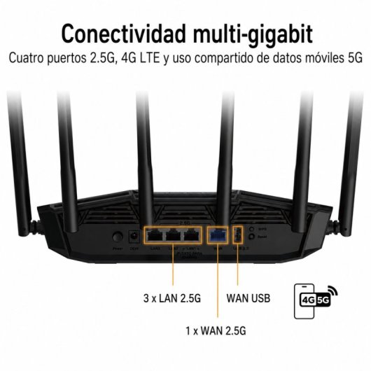 ASUS TUF Gaming BE6500 Router WiFi 7 Doble Banda AiMesh/VPN/AiProtection