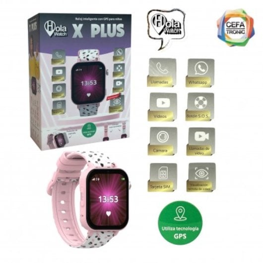 Cefa Hola Watch X Plus Relógio Inteligente Rosa para Crianças