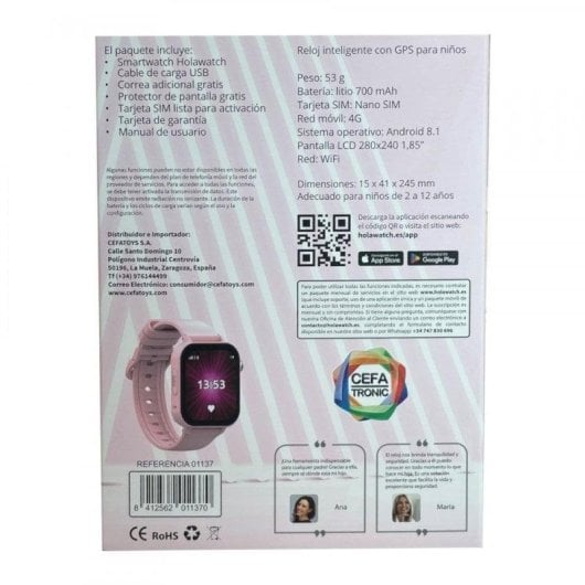 Cefa Hola Watch X Plus Reloj Inteligente para Niños Rosa