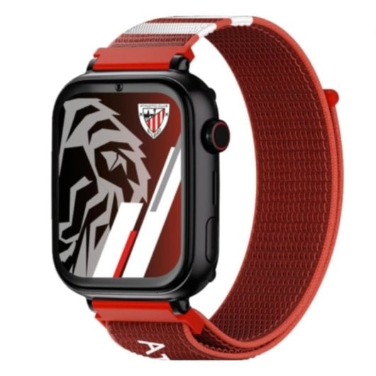 Save Family Plus Smartwatch Ed. Athletic Club Bilbao mit GPS und Anruf, schwarz-rotes Stoffarmband, ohne SIM-Karte