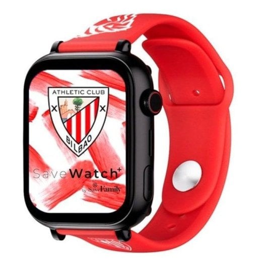 SaveFamily Plus Athletic Club Bilbao 4G GPS 40mm Ecrã Digital Preto Vermelho Resistente Água IP67 SOS