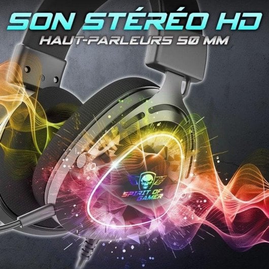 Auriculares Spirit of Gamer Elite H40 con cable, Jack 3,5 mm y USB, RGB, Negro