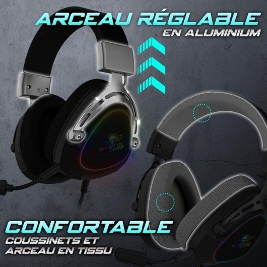 Auriculares Spirit of Gamer Elite H40 con cable, Jack 3,5 mm y USB, RGB, Negro