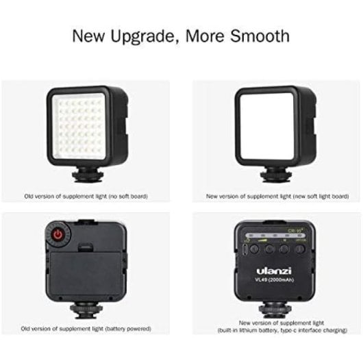 Ulanzi VL49 Iluminação Portátil para Vídeo e Fotografia com 3 Fixações Recarregável