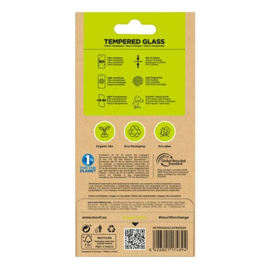 Muvit For Change Protector Pantalla Recycletek Compatible Con Apple Iphone 16/15 Vidrio Templado Plano