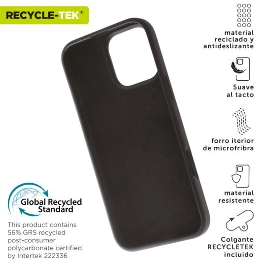 Muvit For Change Recycletek Flüssigsilikonhülle Kompatibel Mit Apple iPhone 16 Pro Max Schwarz