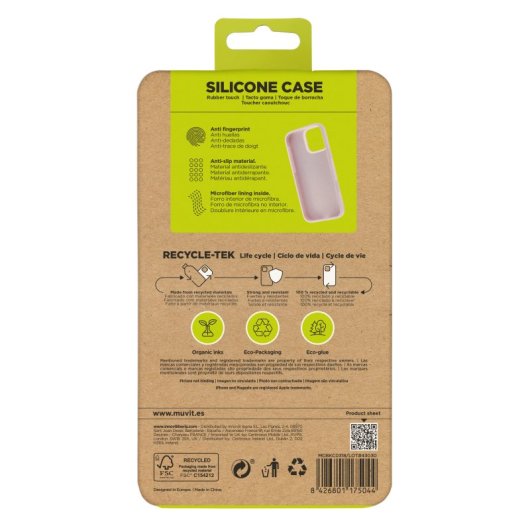 Muvit For Change Funda Recycletek Liquid Silicone Compatible Con Apple Iphone 16 Pro Max Rosa