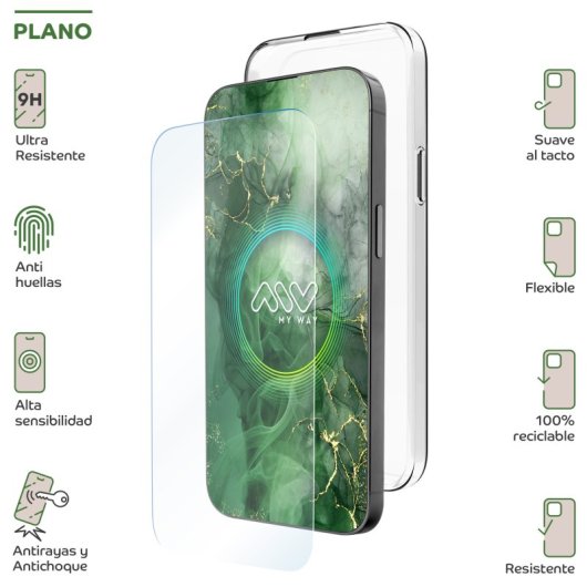 Myway Funda Compatible Con Apple Iphone 16 Pro + Protector Pantalla Vidrio Templado Plano