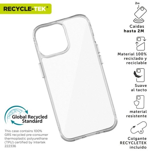 Muvit For Change Funda Shockproof 2m Compatible Con Apple Iphone 16 Pro Max Transparente