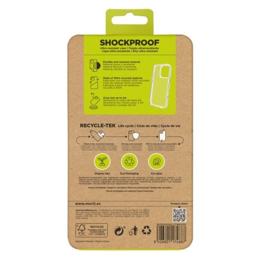Muvit For Change Funda Shockproof 2m Compatible Con Apple Iphone 16 Pro Max Transparente