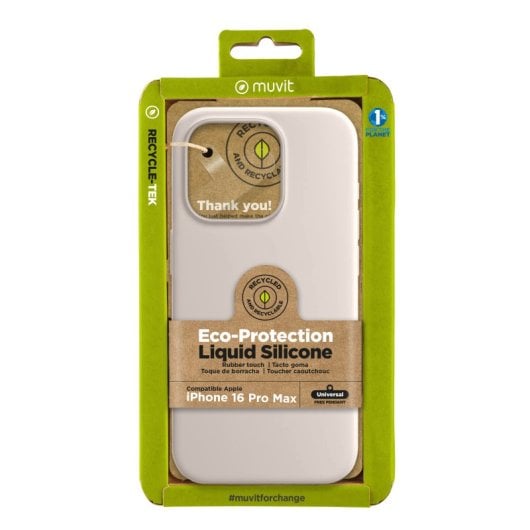 Muvit For Change Recycletek Flüssigsilikonhülle Kompatibel Mit Apple iPhone 16 Pro Max Nude