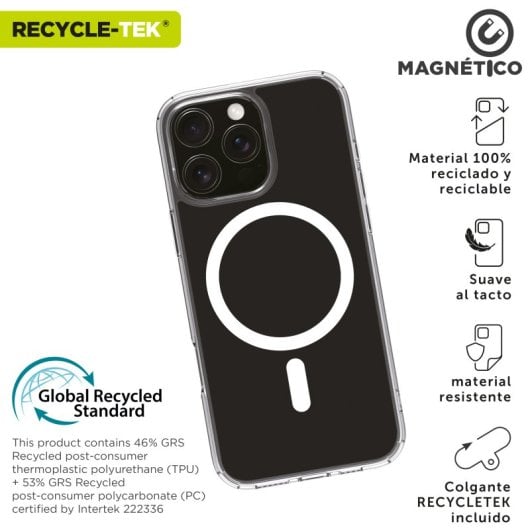Muvit For Change Funda Recycletek Magsafe Compatible Con Apple Iphone 16 Pro Transparente