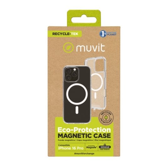 Muvit For Change Funda Recycletek Magsafe Compatible Con Apple Iphone 16 Pro Transparente