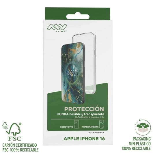 Coque Myway compatible avec Apple iPhone 16 transparente