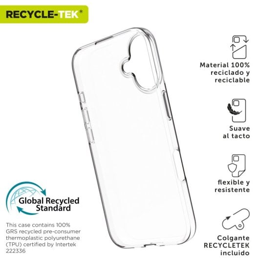 Muvit For Change Funda Recycletek Compatible Con Apple Iphone 16 Plus Transparente
