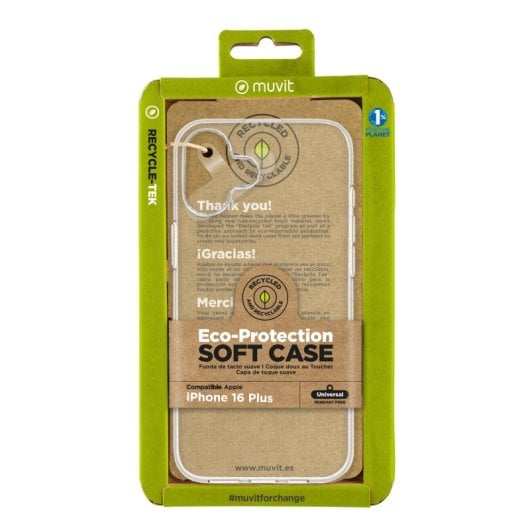 Muvit For Change Funda Recycletek Compatible Con Apple Iphone 16 Plus Transparente