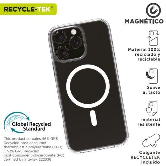 Muvit For Change Funda Recycletek Magsafe Compatible Con Apple Iphone 16 Pro Max Transparente
