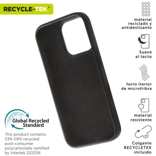 Muvit For Change Recycletek Custodia in silicone liquido compatibile con Apple iPhone 16 Pro Nero