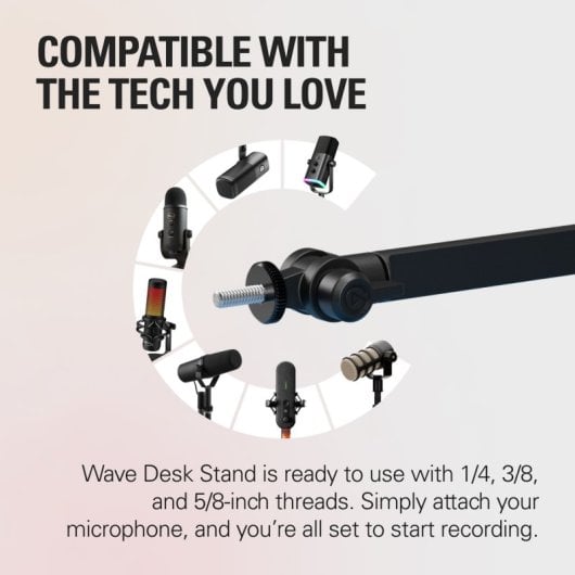 Elgato Wave Desk Braço de Suporte para Microfone/Câmaras/Iluminação com 3 Pontos de Pivot Preto