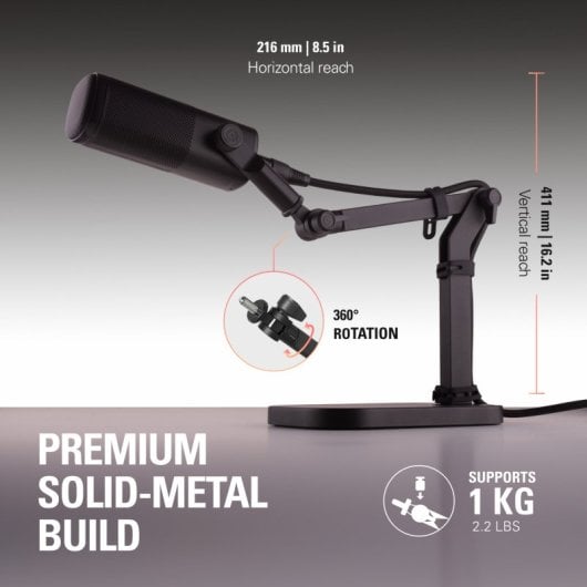 Elgato Wave Desk Braço de Suporte para Microfone/Câmaras/Iluminação com 3 Pontos de Pivot Preto