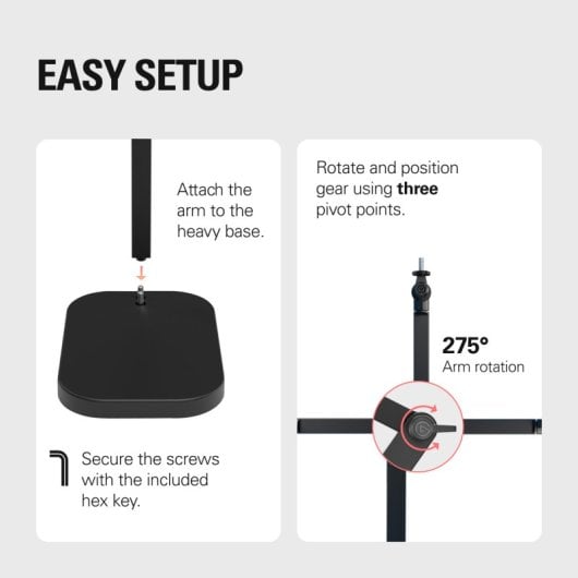 Elgato Wave Desk Braço de Suporte para Microfone/Câmaras/Iluminação com 3 Pontos de Pivot Preto