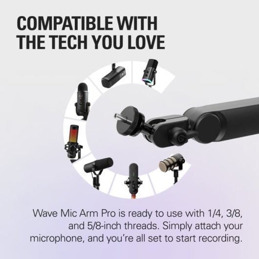 Elgato Wave Mic Arm Pro LP Brazo Soporte para Micrófono Bajo Perfil Resorte de Gas Negro