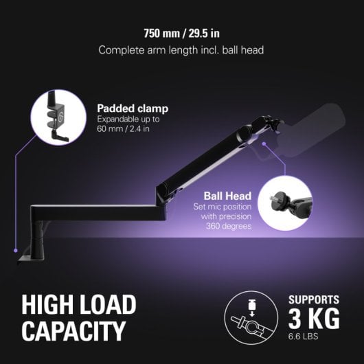 Elgato Wave Mic Arm Pro LP Brazo Soporte para Micrófono Bajo Perfil Resorte de Gas Negro
