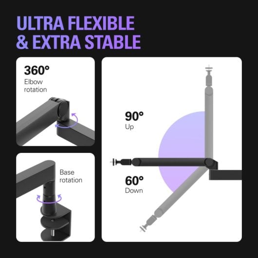 Elgato Wave Mic Arm Pro LP Brazo Soporte para Micrófono Bajo Perfil Resorte de Gas Negro